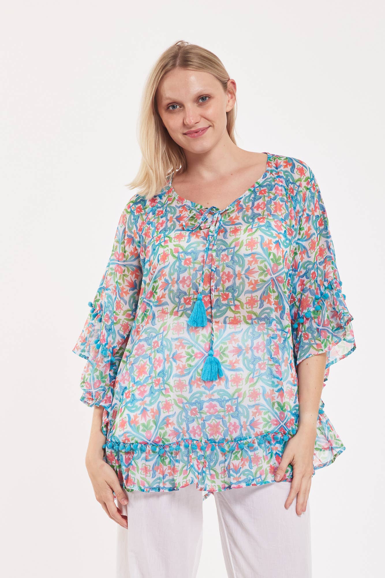 Cinzia Tunic Garden Majolica White Multi Spring Summer