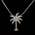 Silver Palm Tree Necklace with Diamonds
