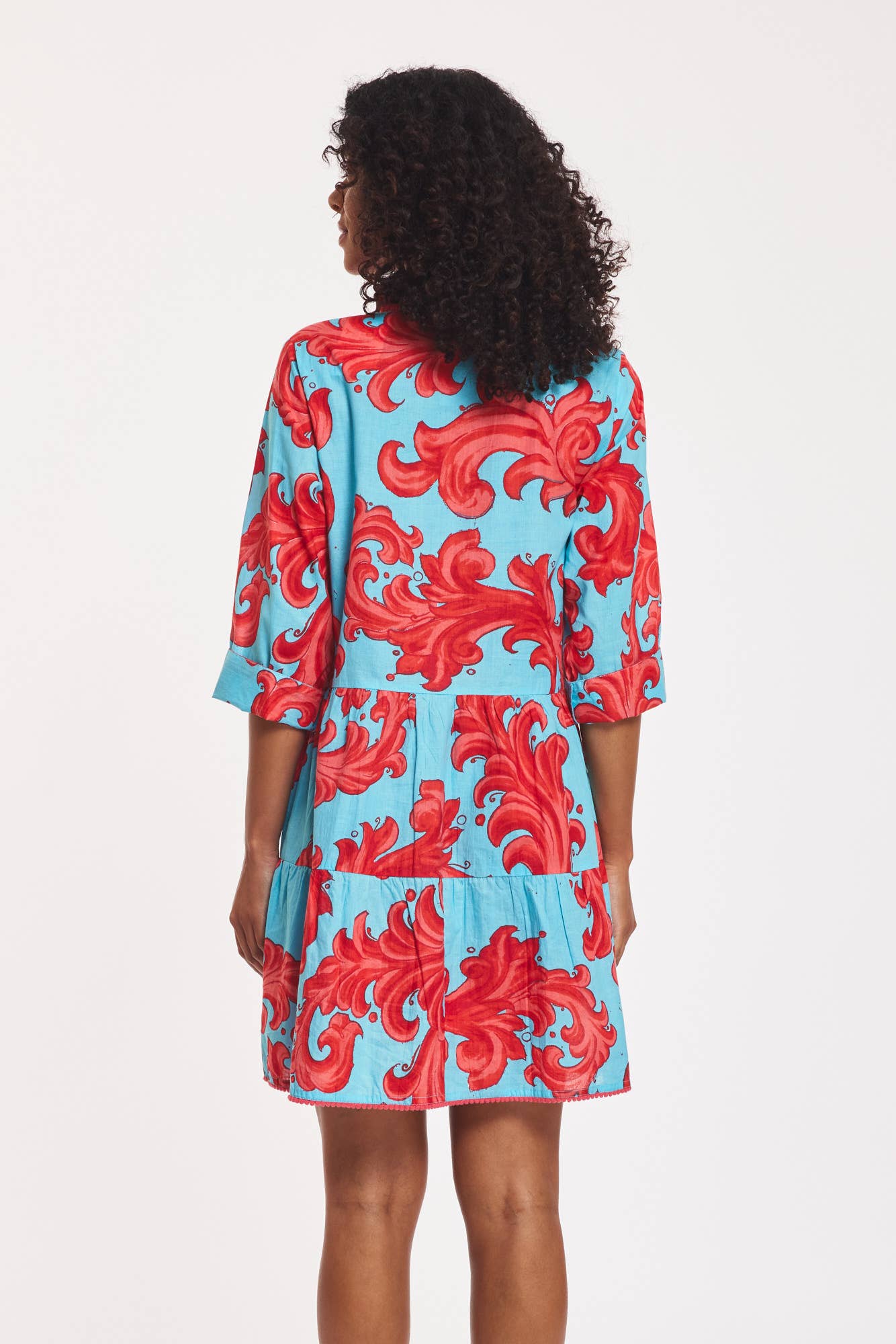 Alcee Dress Baroque Swirl Blue Red Spring Summer