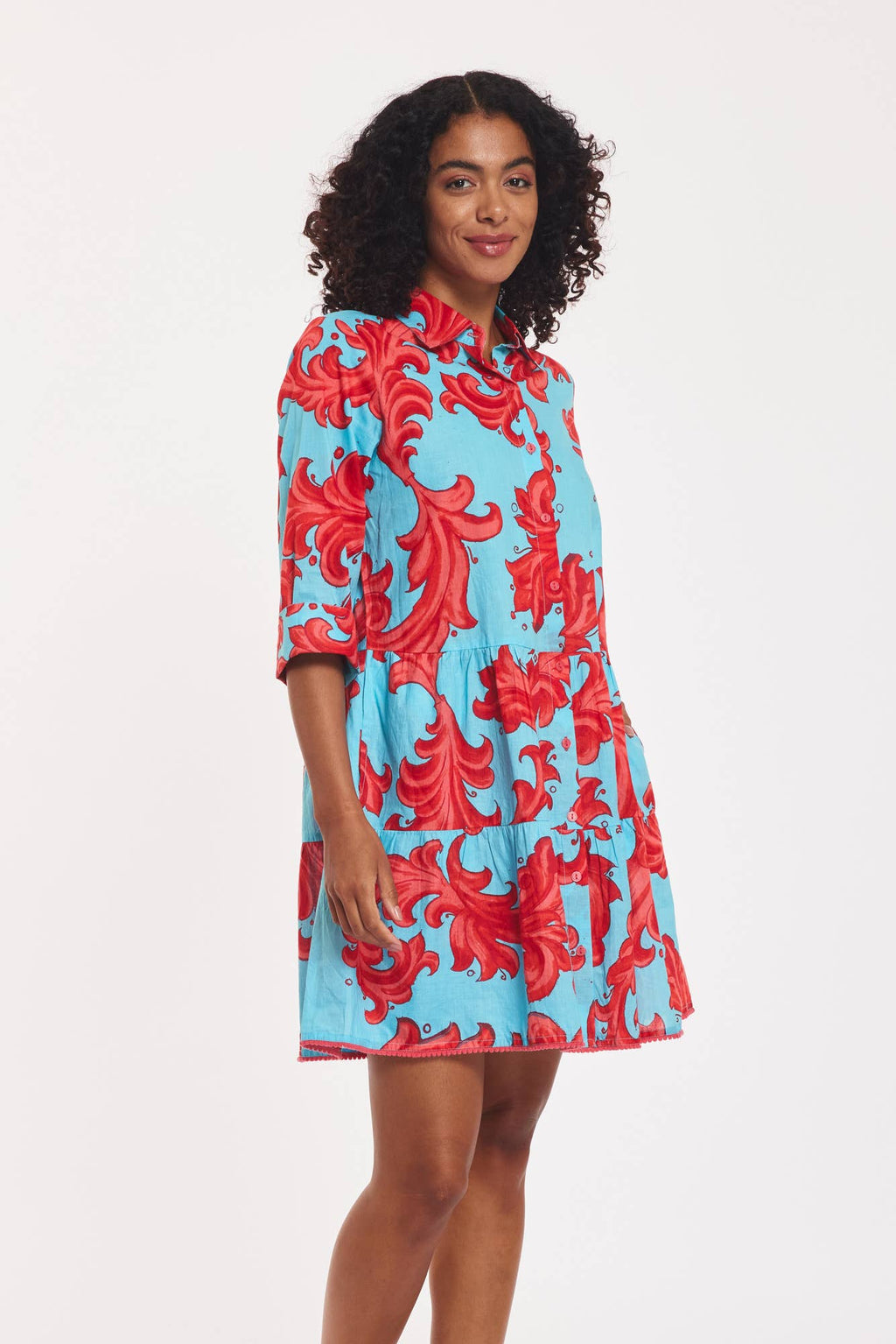 Alcee Dress Baroque Swirl Blue Red Spring Summer