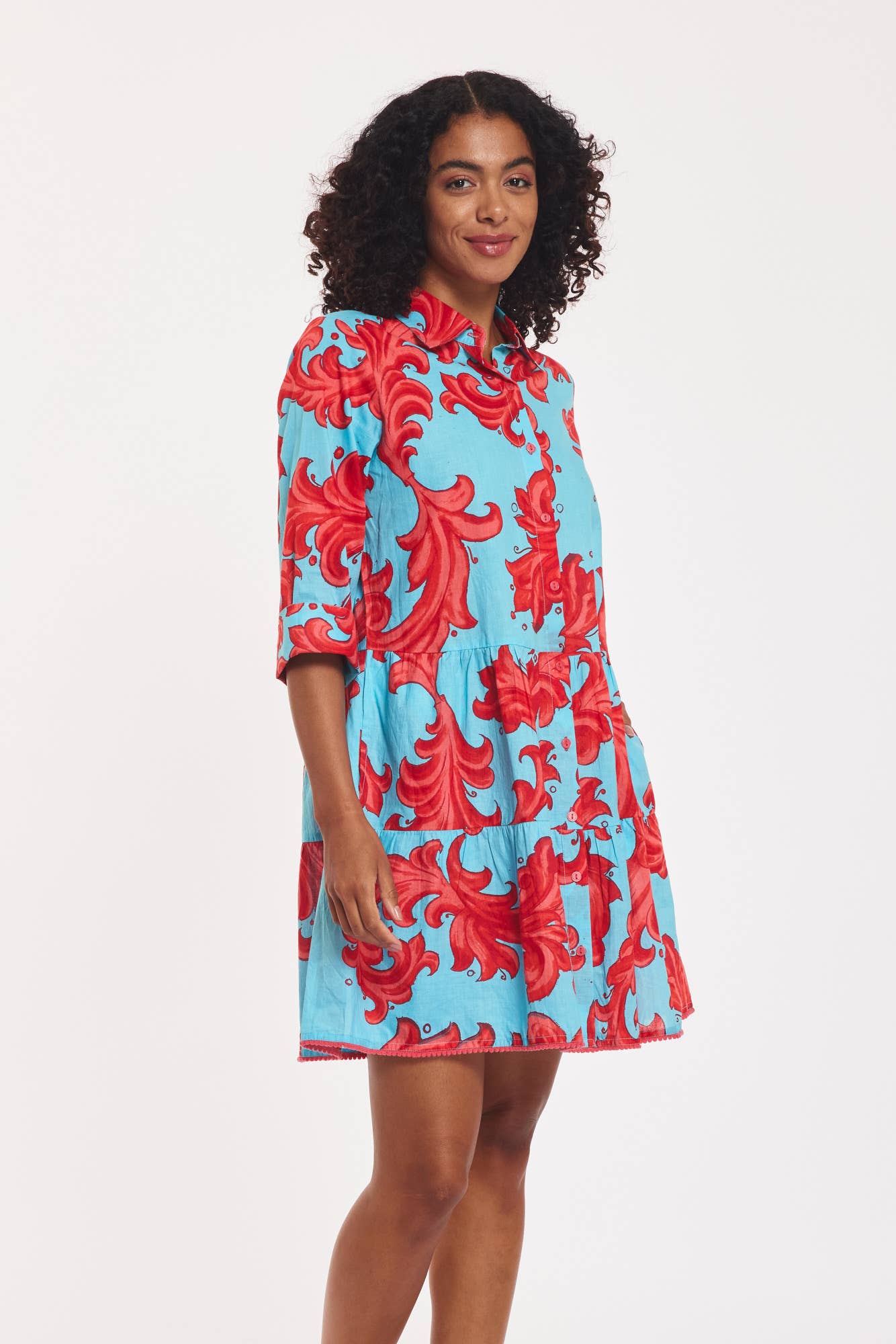 Alcee Dress Baroque Swirl Blue Red Spring Summer