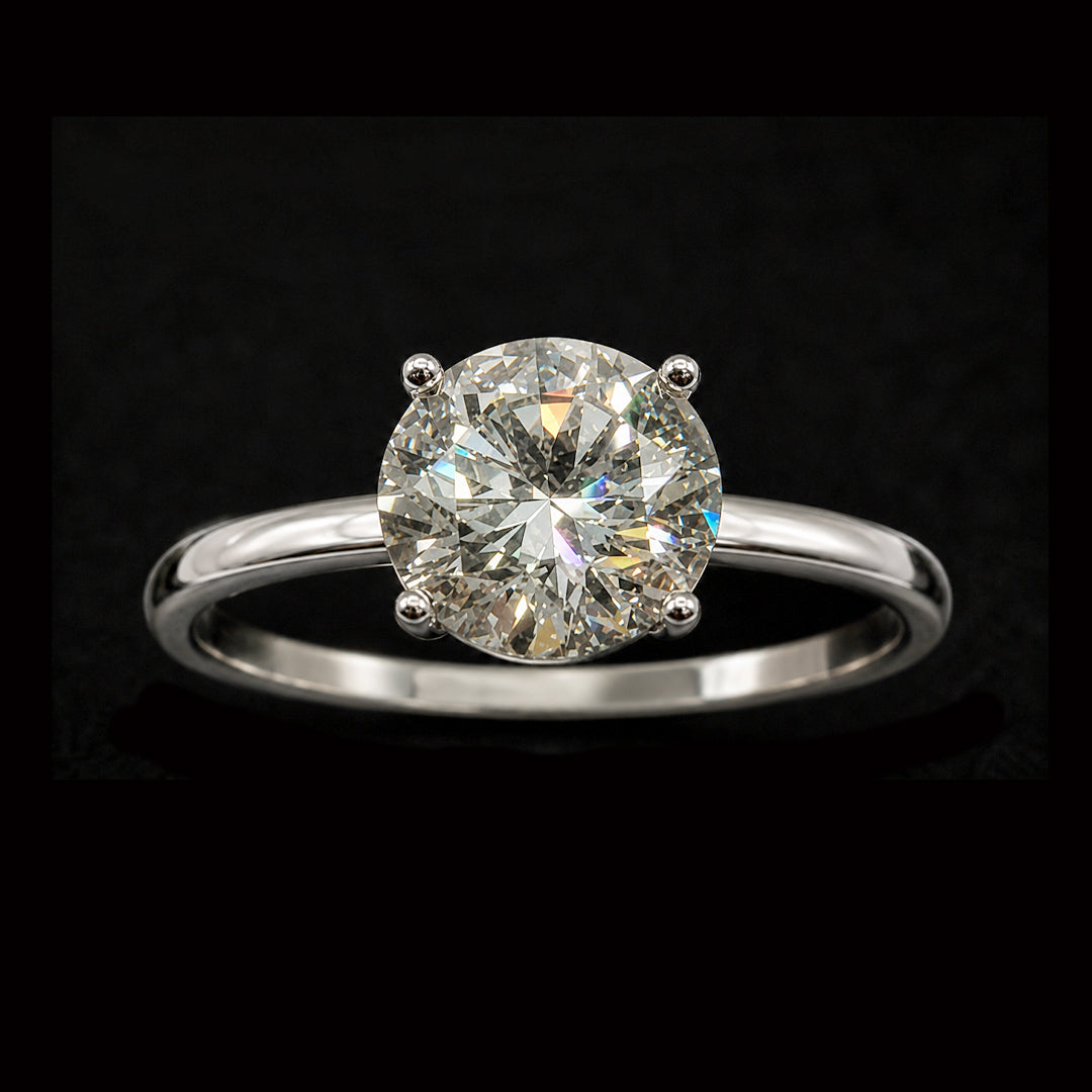 Round Shaped Diamond Silver Ring