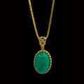 Green Jade Stone with Gold Necklace
