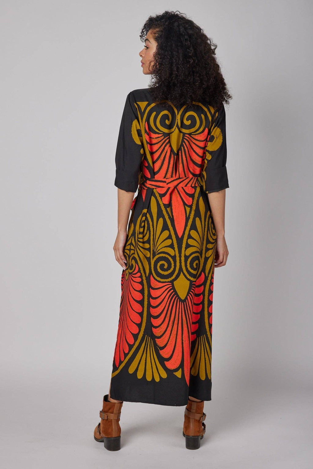 Elina Fall Maxi Dress Black Red