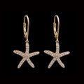 Gold Starfish Earrings with Diamonds