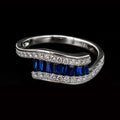 Silver Ring with Diamonds and Saphires
