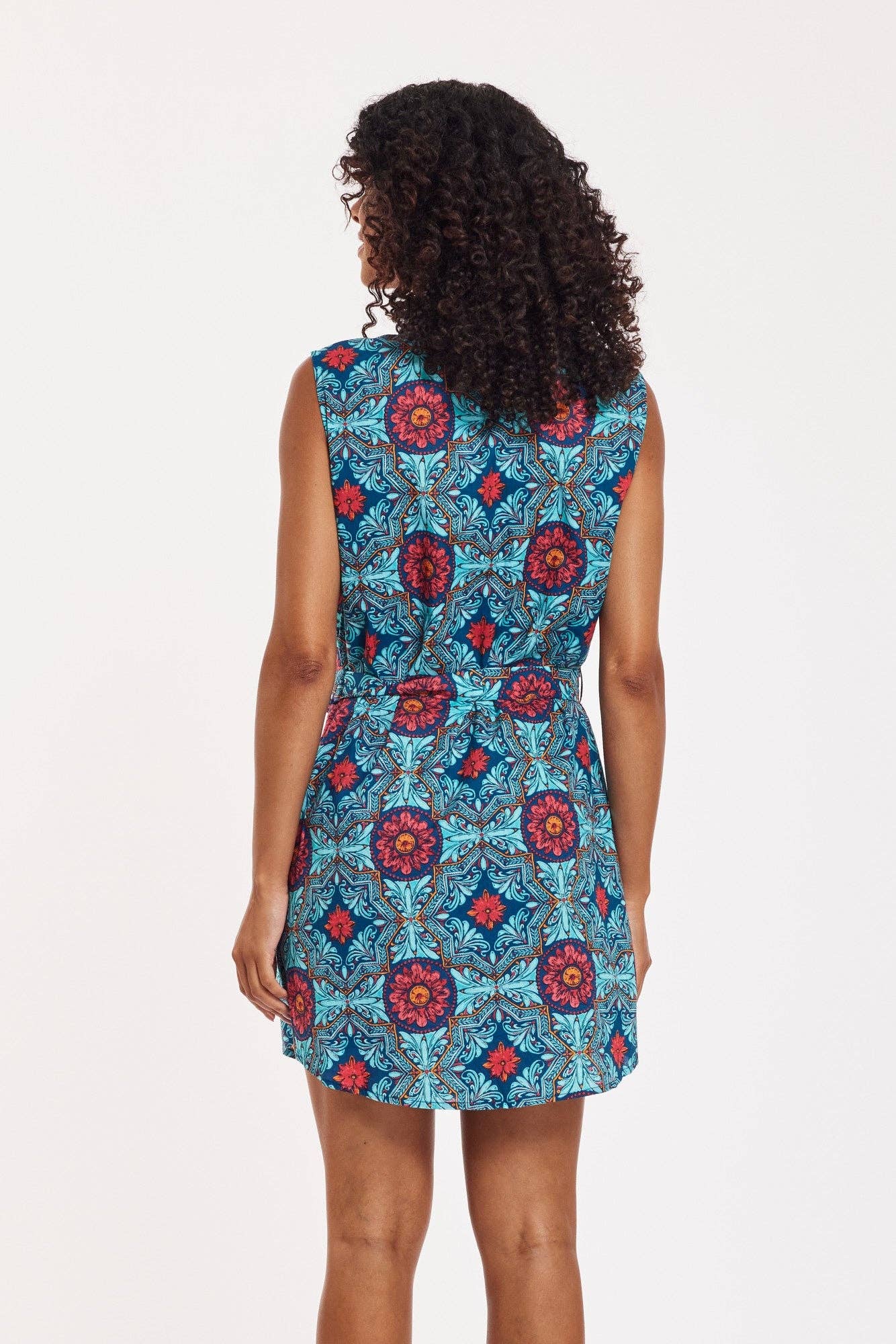 Carlotta Shirt Dress Kaleidoscope Navy Green Pink Spring