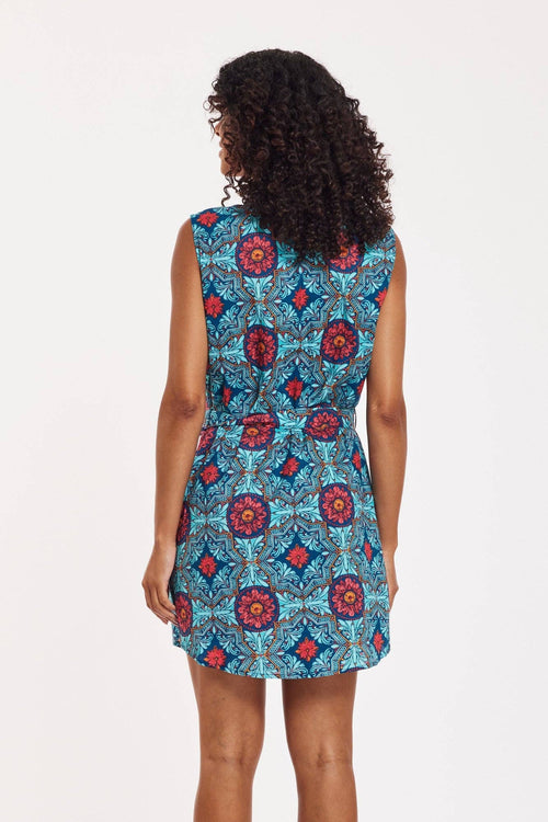 Carlotta Shirt Dress Kaleidoscope Navy Green Pink Spring