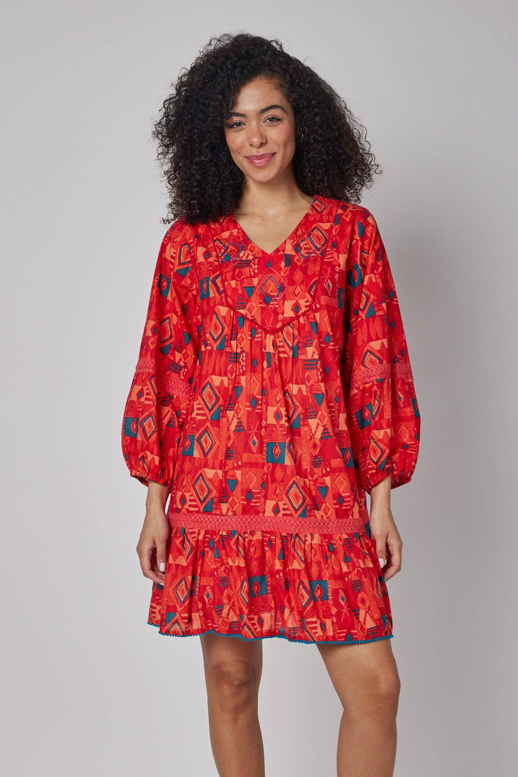 Ilaria Red & Green Holiday Fall Dress