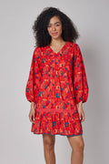 Ilaria Red & Green Holiday Fall Dress