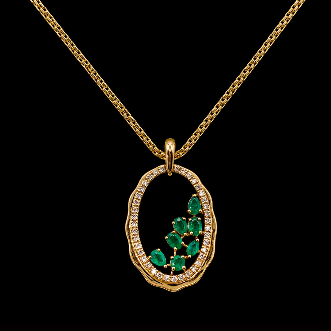 Emeralds in Gold Open Oval with Emeralds