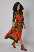 Elina Fall Maxi Dress Black Red