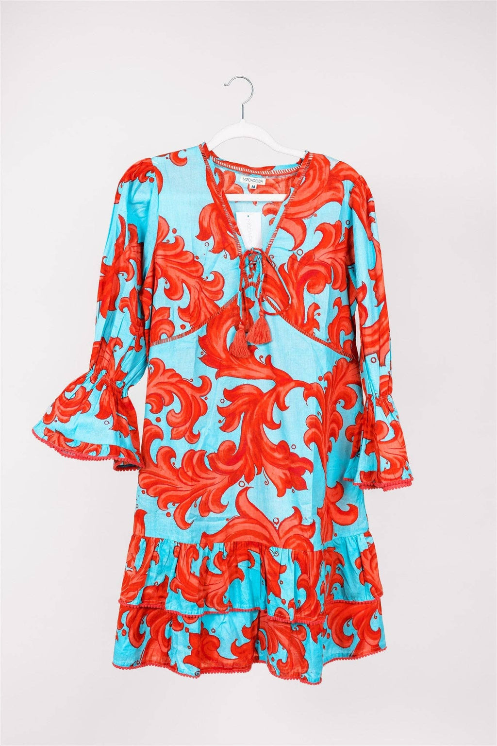 Brigida Dress Baroque Swirl Blue Red Spring Summer
