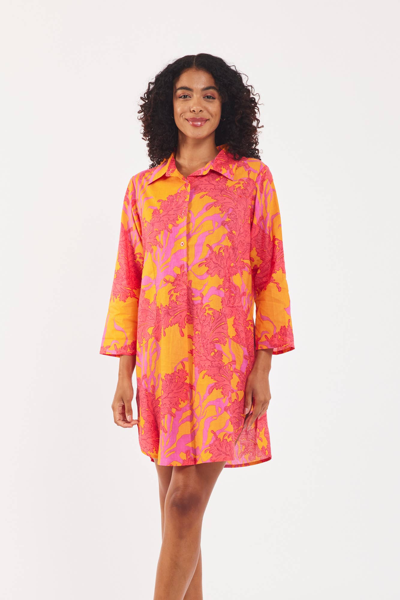 Gabriella Dress Big Coral Orange Fuchsia Spring Summer