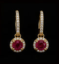 Gold Earrings with Diamonds and Garnets
