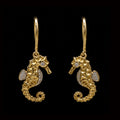 Gold Seahorse Earrings with Diamonds
