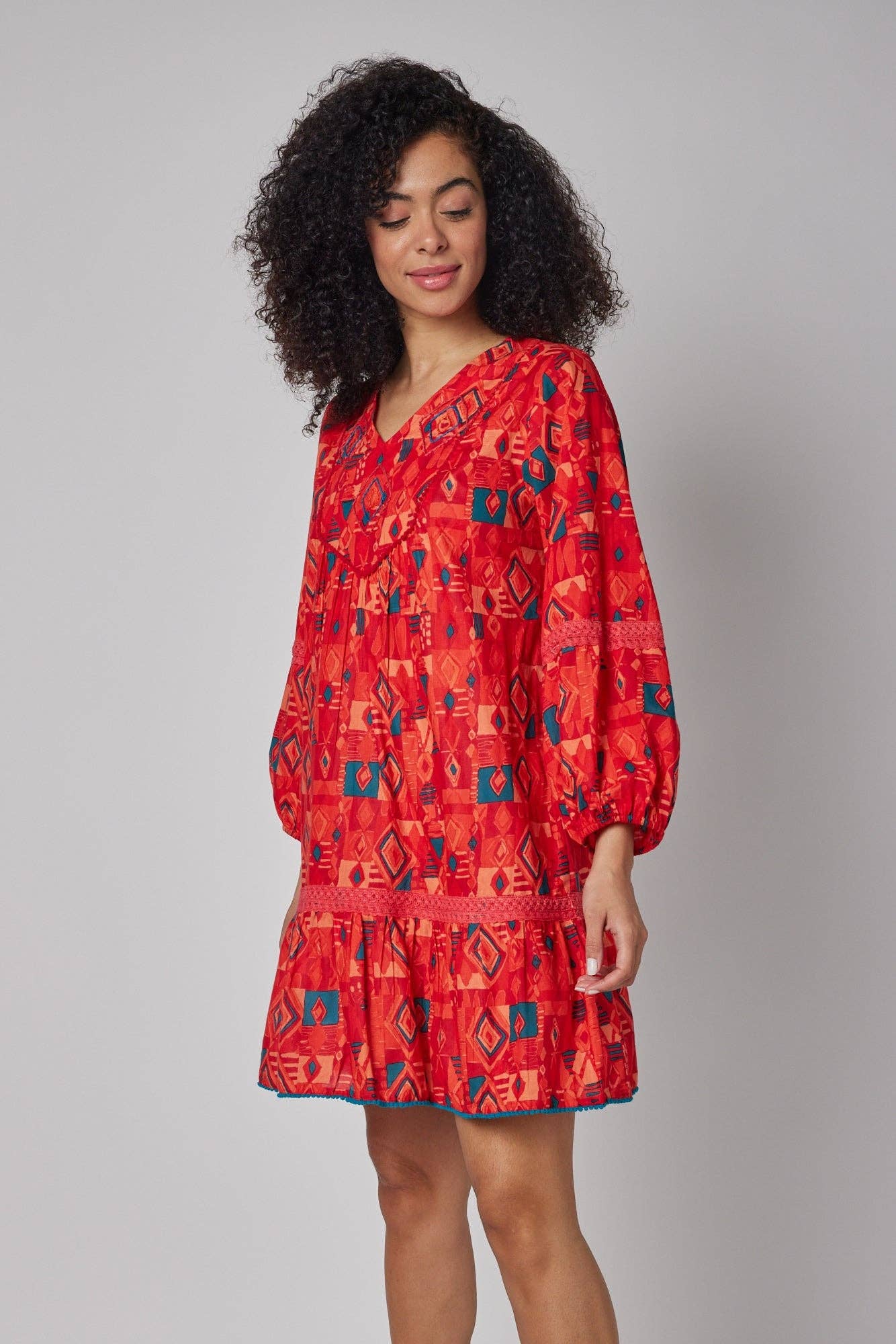 Ilaria Red & Green Holiday Fall Dress