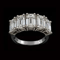 Emerald Shaped Diamonds in Silver Ring