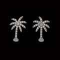 Silver Palm Tree Earrings with Diamonds