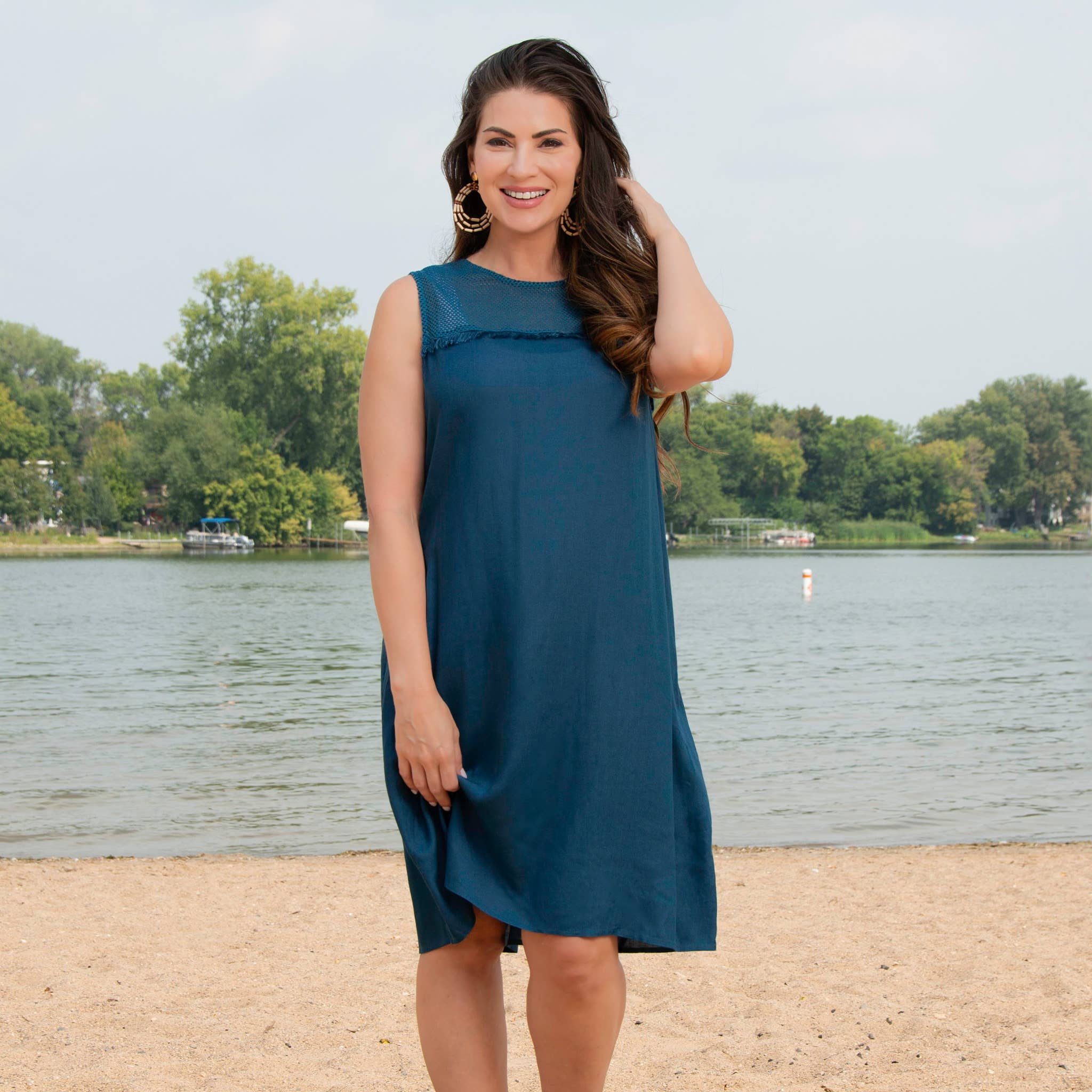 Tank Dress Tahlee Sleeveless Crew Neck Swimsuit Cover Up