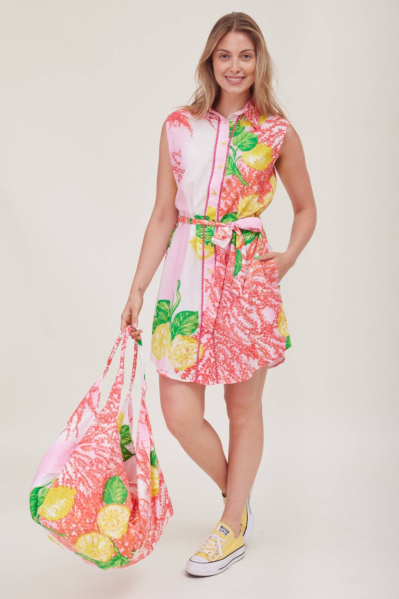 Carlotta Belted Shirt Spring Summer Printed Dress 23043T1