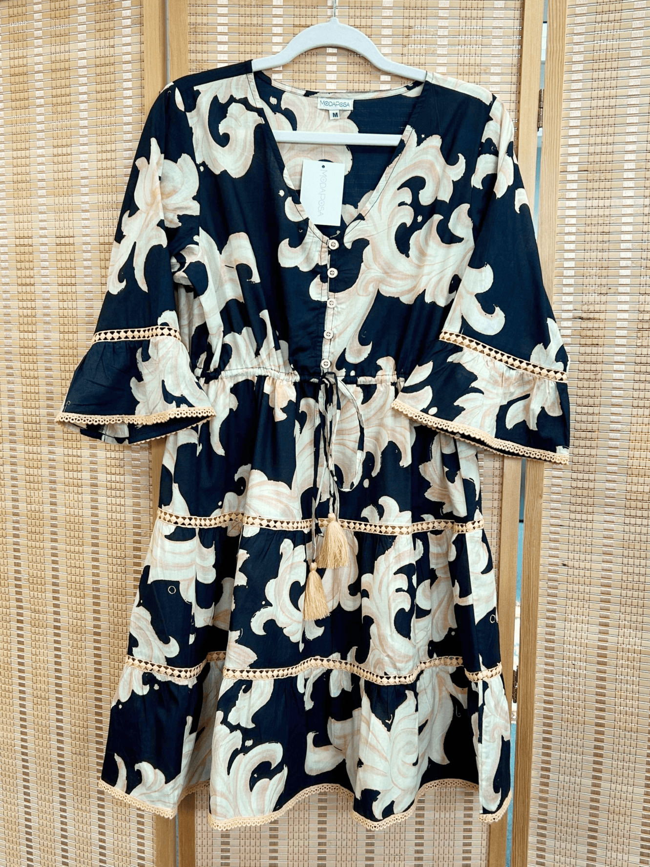 Desideria Drawstring Dress Black Ivory Resort Fall