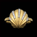 Gold Seashell Ring with Diamonds