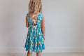 Kids Teal Lemon Pocket Bow Spring Summer Ruffle Dress