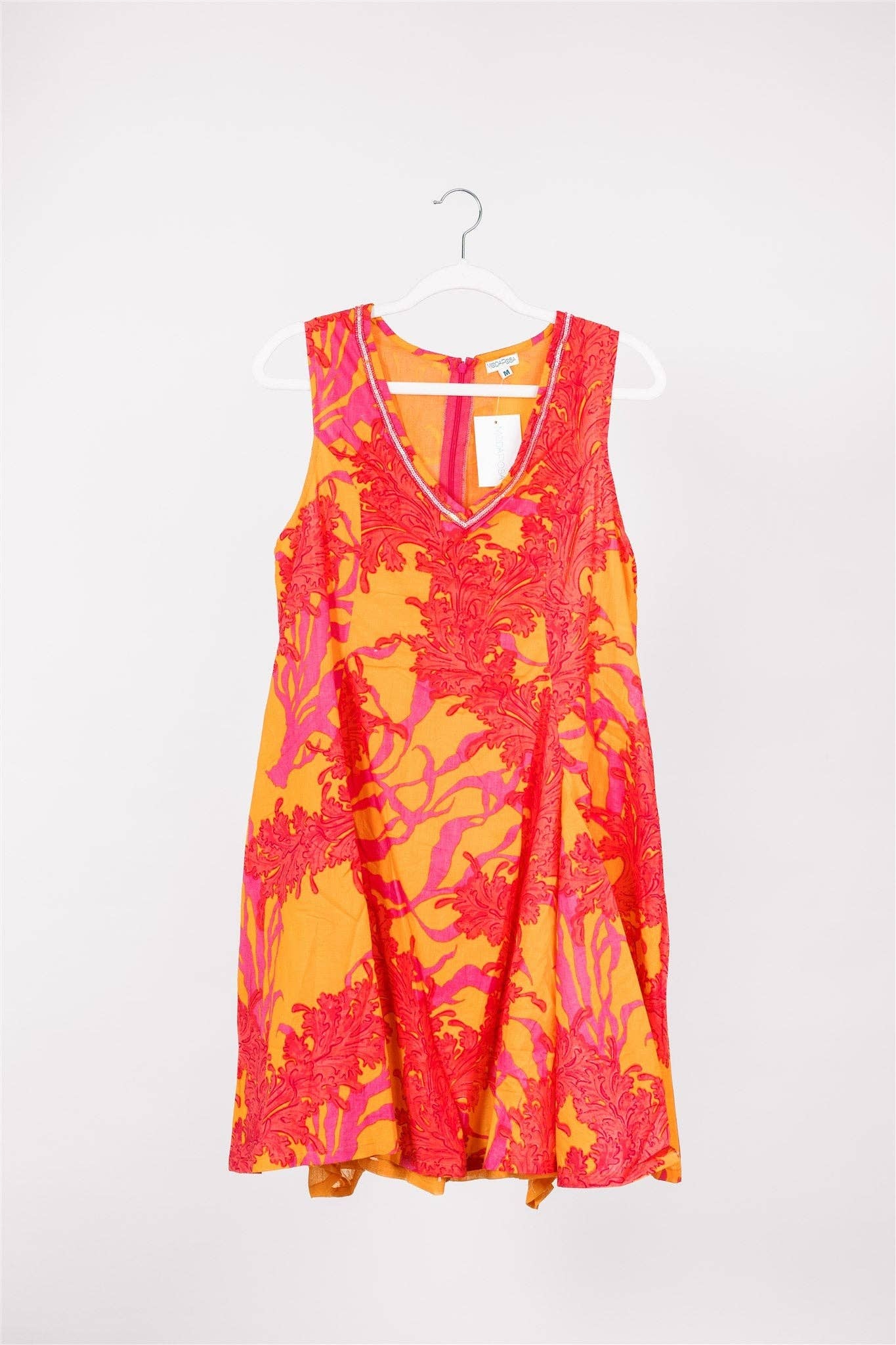 Enrica Dress Big Coral Orange Fuchsia Spring Summer