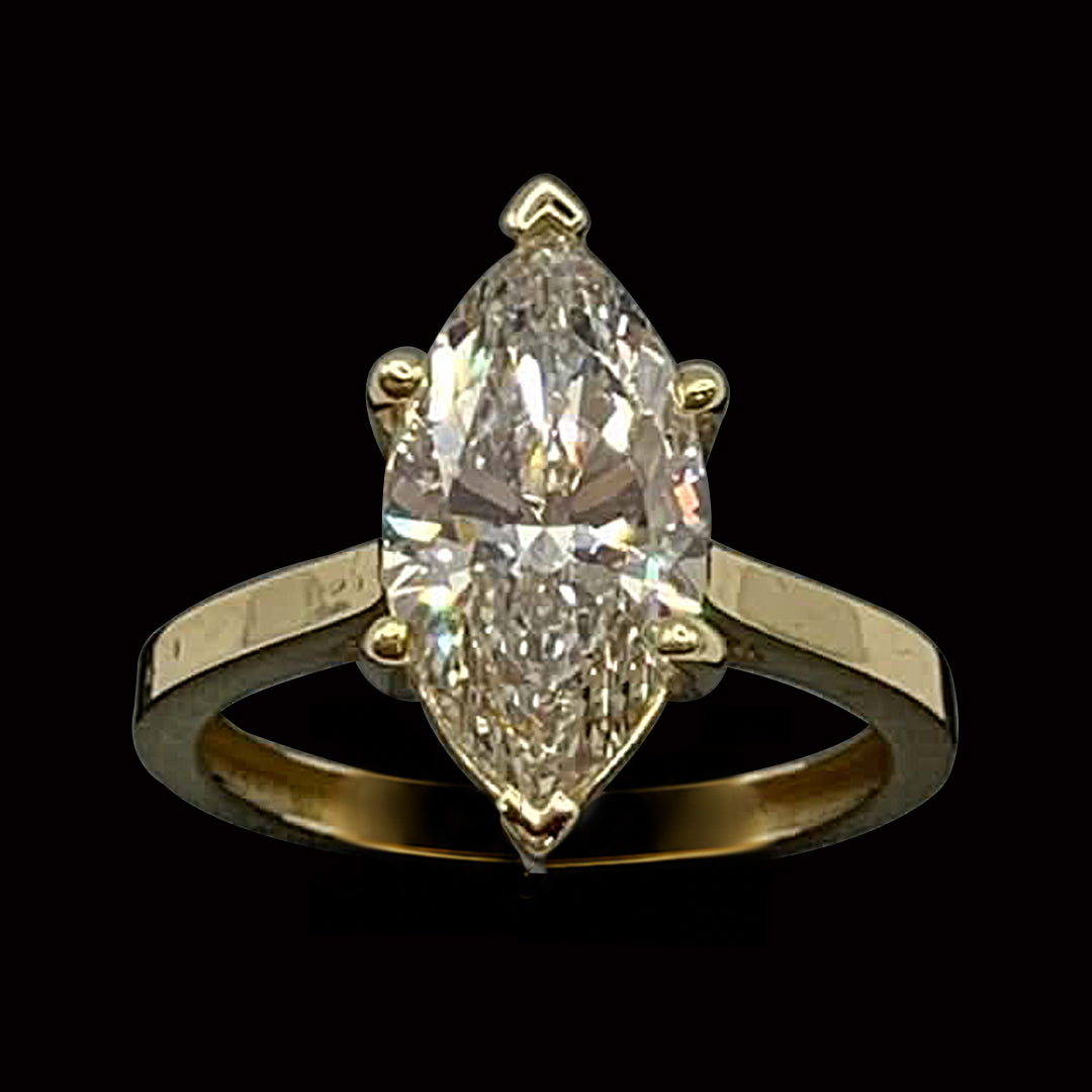 Marquise Shaped Diamond in Gold Ring