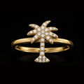 Gold Palm Tree Ring with Diamonds