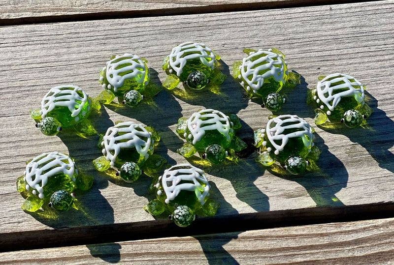 Glass Turtle Sitter Miniature Collectible Figurine - Small