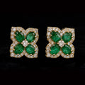 Emerald Clover Earrings with Diamonds and Gold