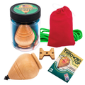 Hardwood Top Toy Jar with Color Canvas Pouch