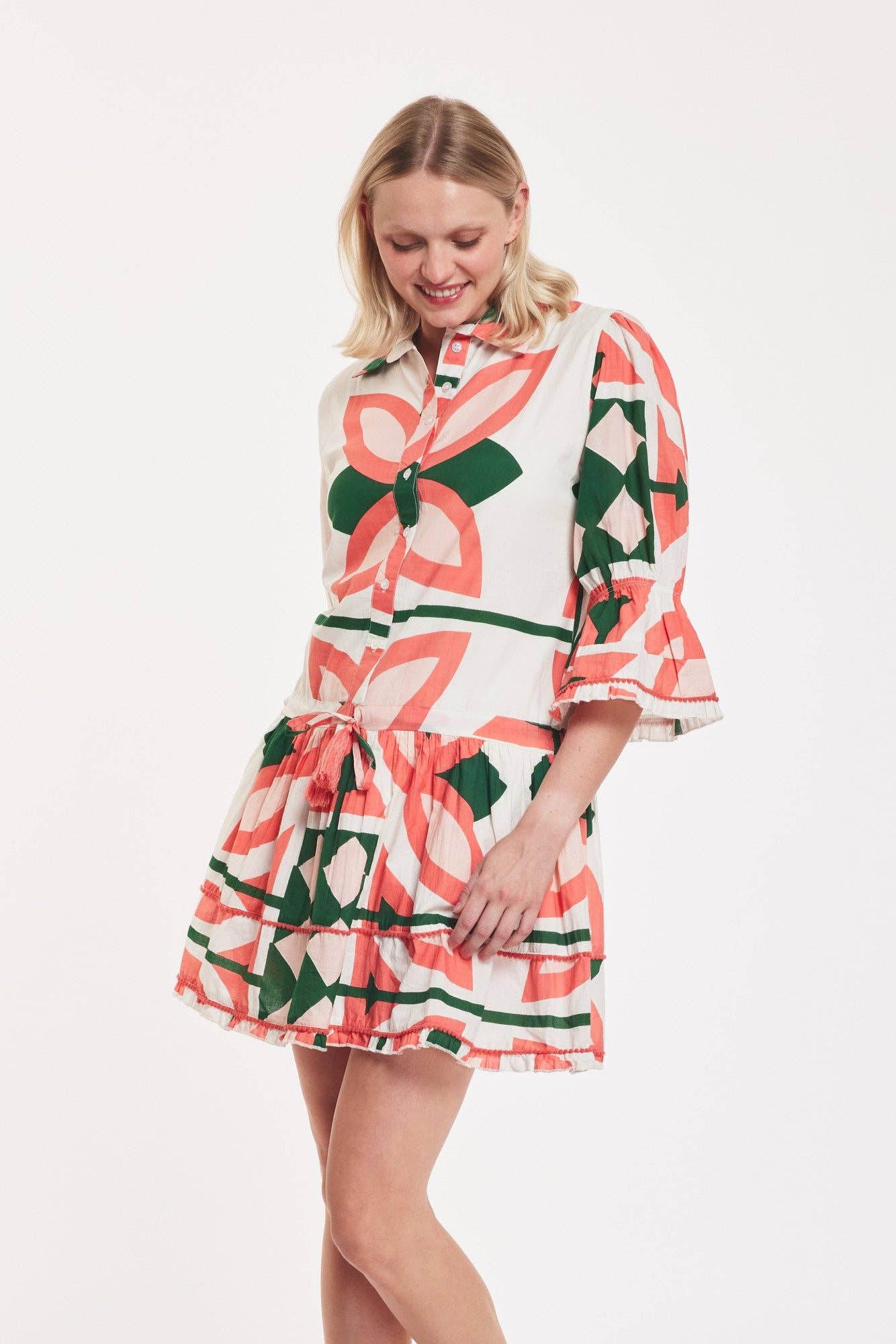Penelope Dress Moroccan Abstract Pink Green Summer