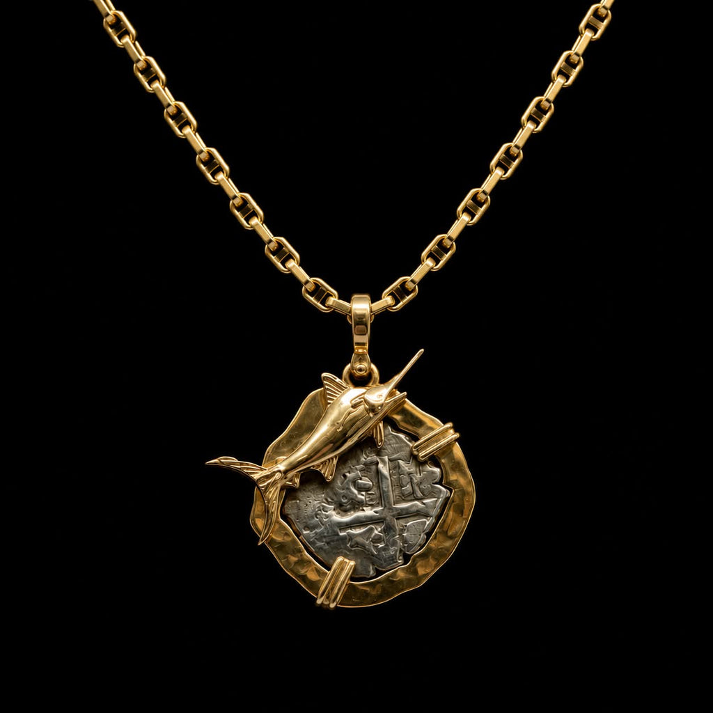 Atocha coin necklace with Marlin