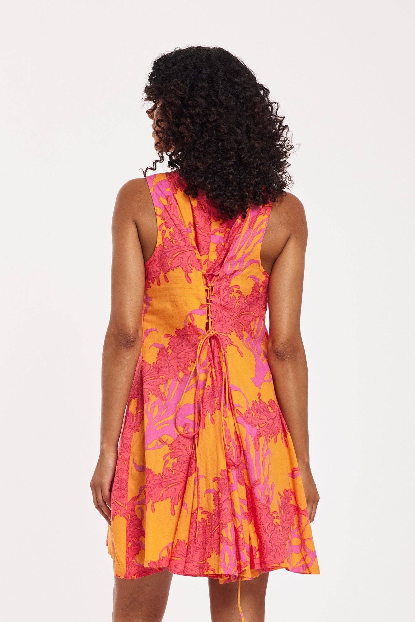 Enrica Dress Big Coral Orange Fuchsia Spring Summer