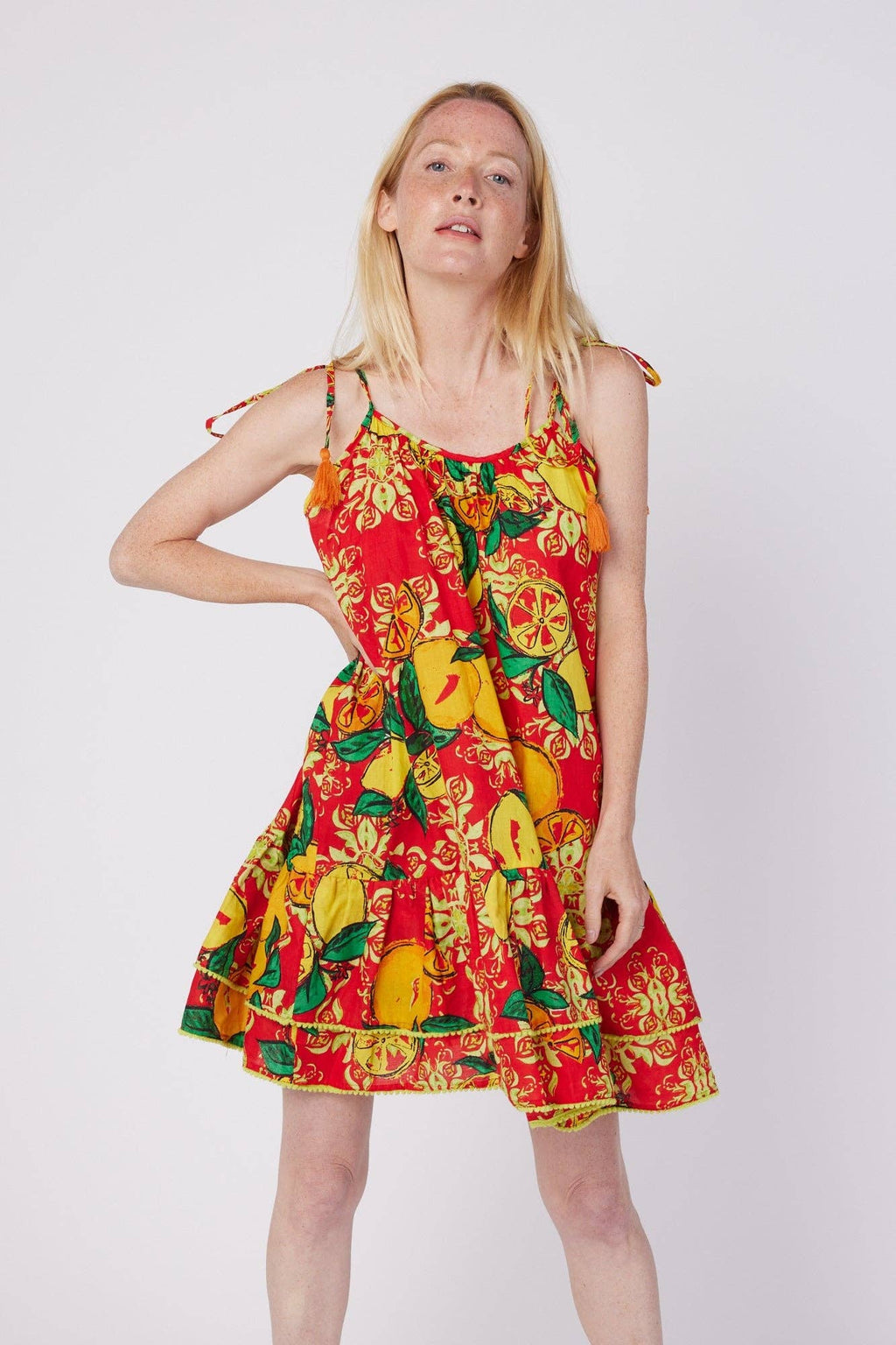 Tonia Resort Wear Positano Dress Amalfi Red Lemon Spring