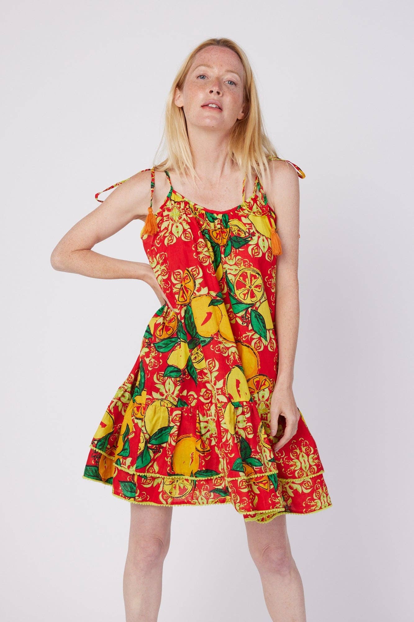 Tonia Resort Wear Positano Dress Amalfi Red Lemon Spring