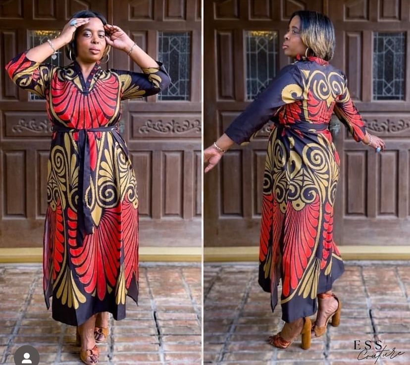 Elina Fall Maxi Dress Black Red