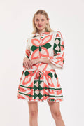 Penelope Dress Moroccan Abstract Pink Green Summer