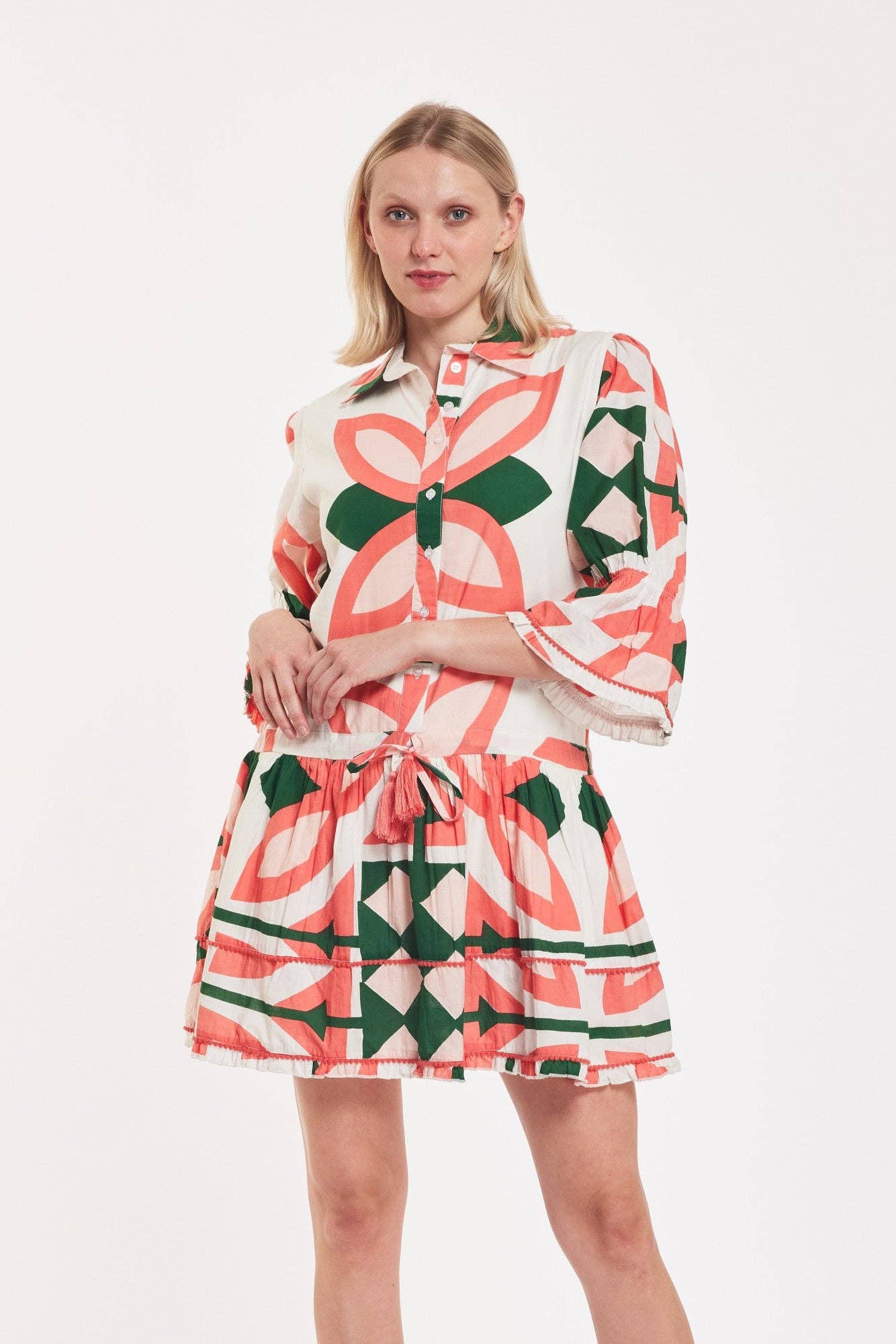 Penelope Dress Moroccan Abstract Pink Green Summer