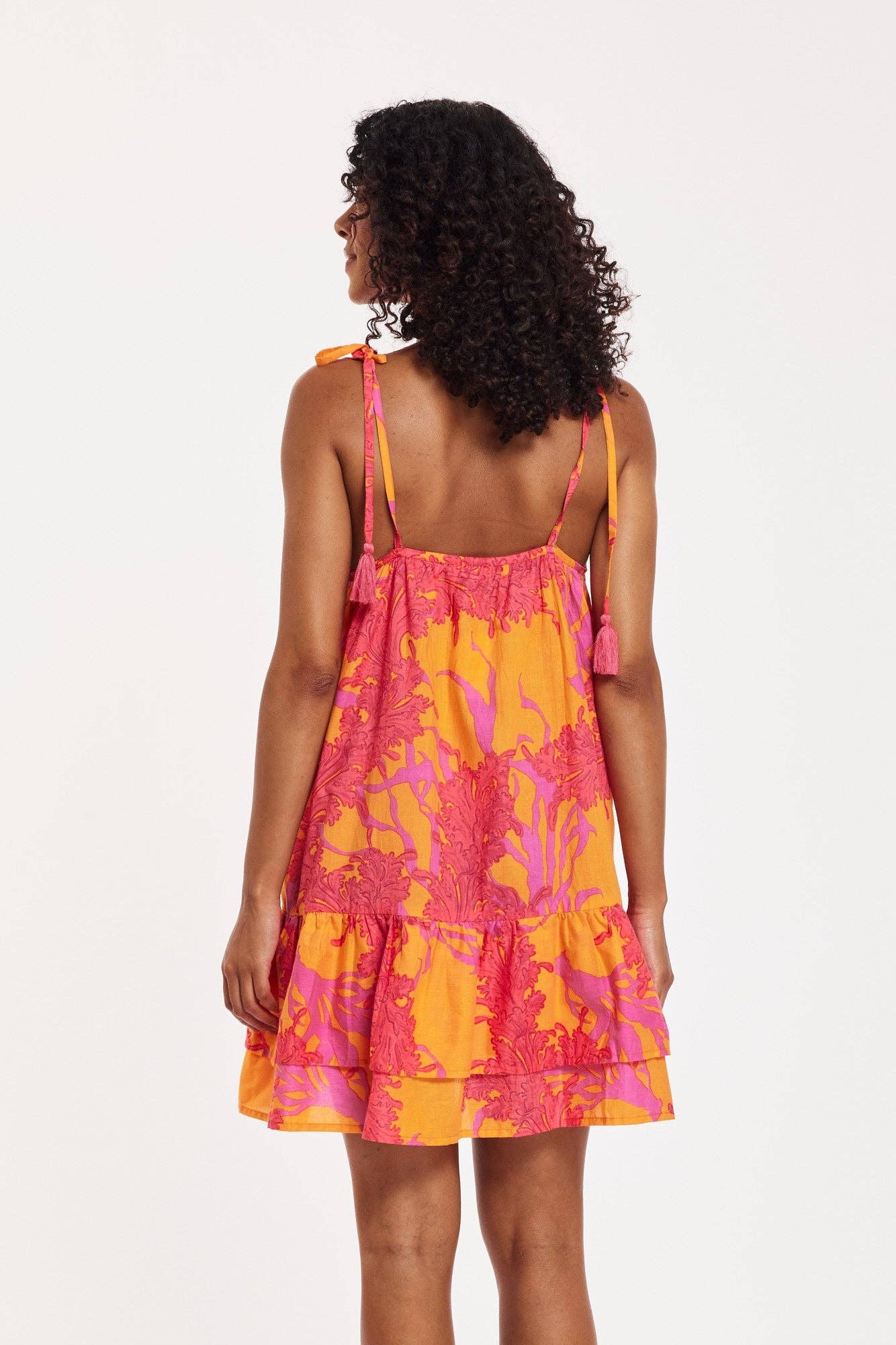 Tonia Dress Big Coral Orange Fuchsia Spring Summer