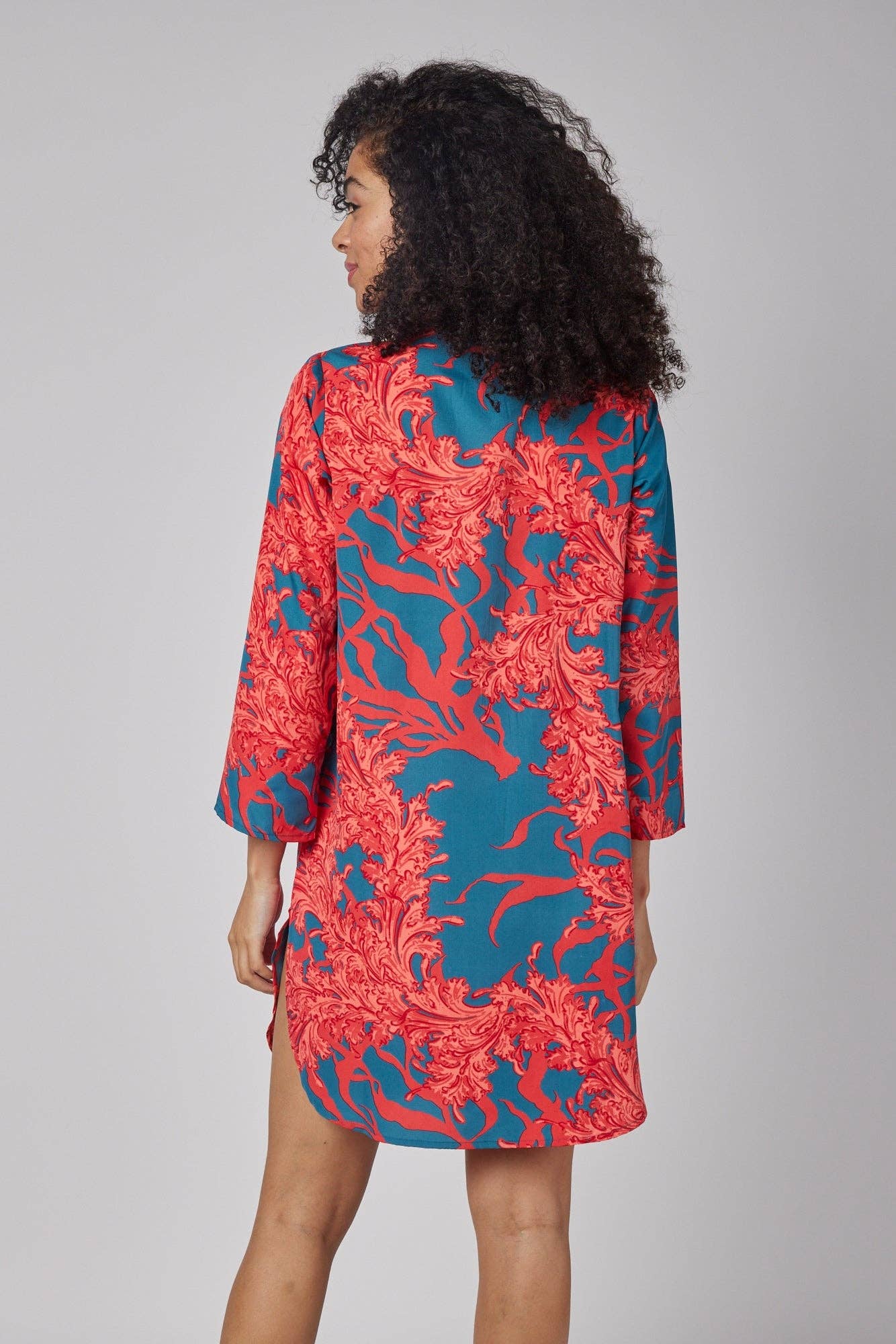 Gabriella Resort Wear Tunic Shirt Fall Dress Blue Red Coral