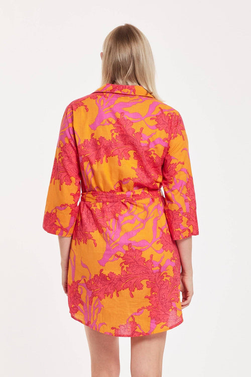 Carlotta Shirt Dress Big Coral Orange Fuchsia Spring Summer