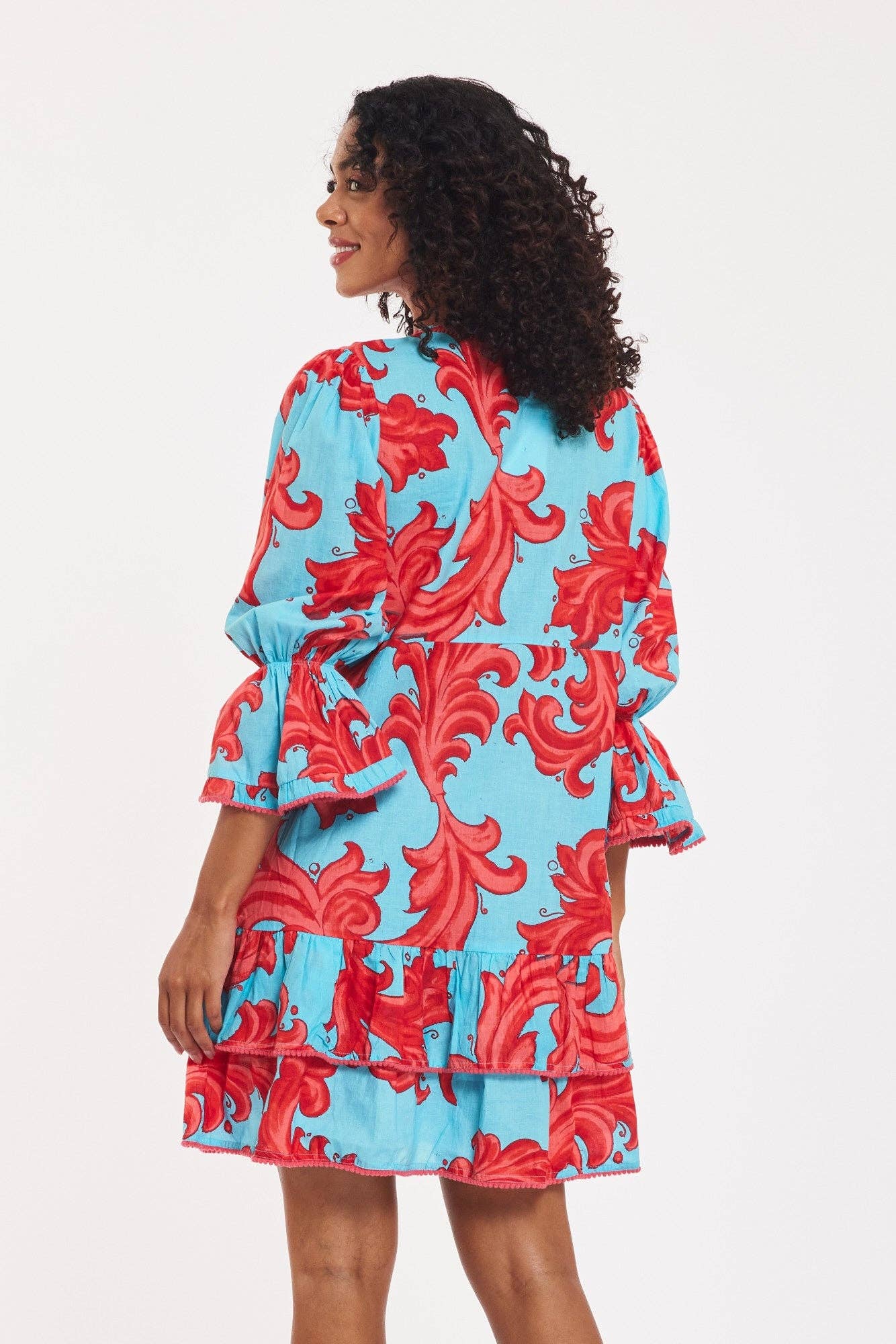 Brigida Dress Baroque Swirl Blue Red Spring Summer